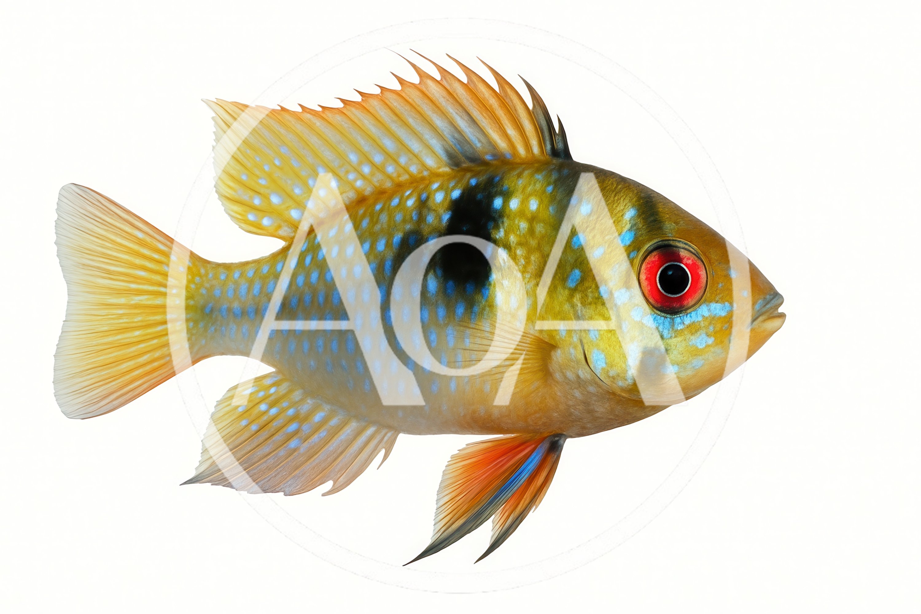 Electric Blue Ram Cichlid Isolated On White Background