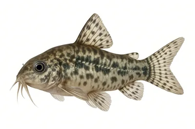 Leopard Corydoras Catfish Isolated On White Background