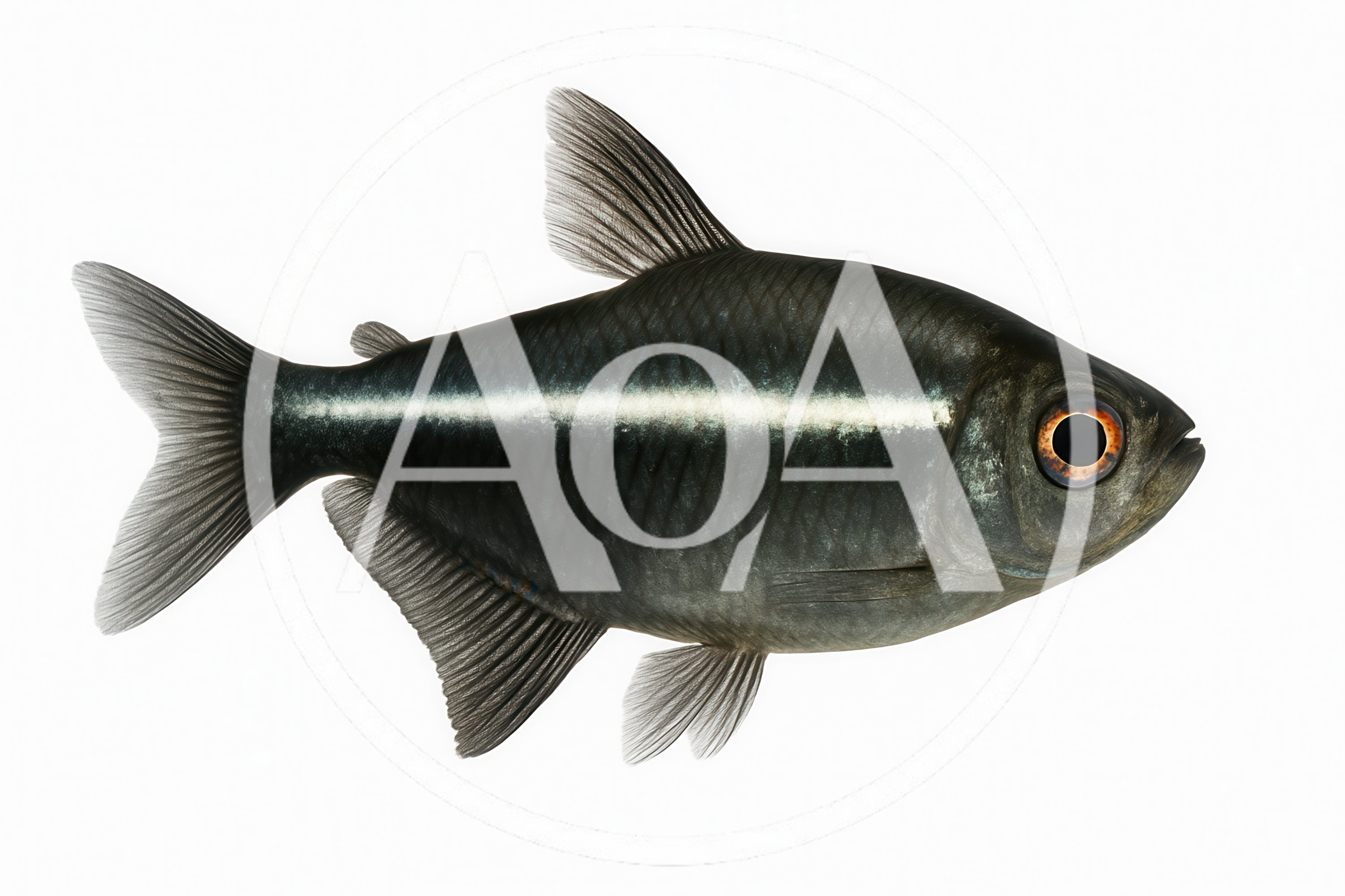 Black Skirt Tetra Fish Isolated On White Background