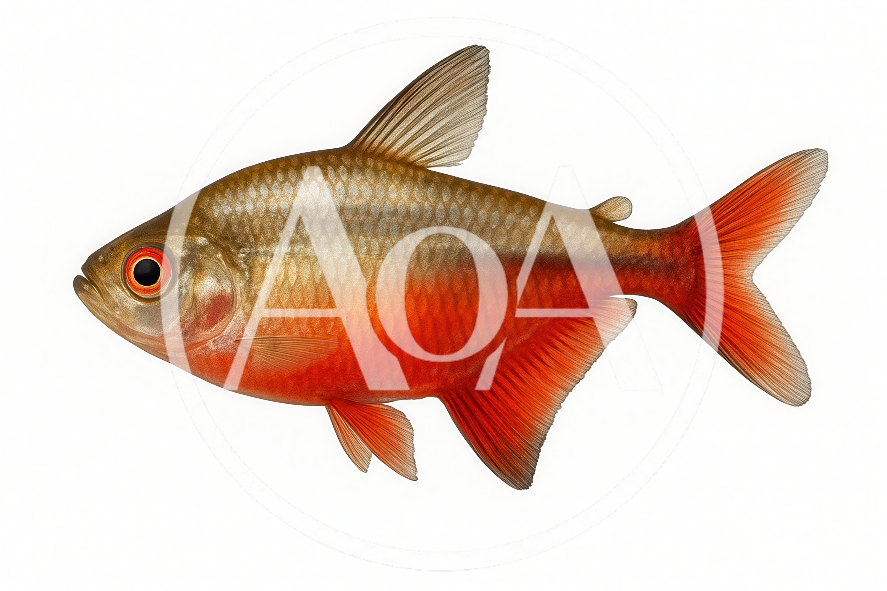 Red Serpae Tetra Fish Isolated On White Background