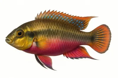Vibrant Tropical Cichlid Fish Isolated On White Background
