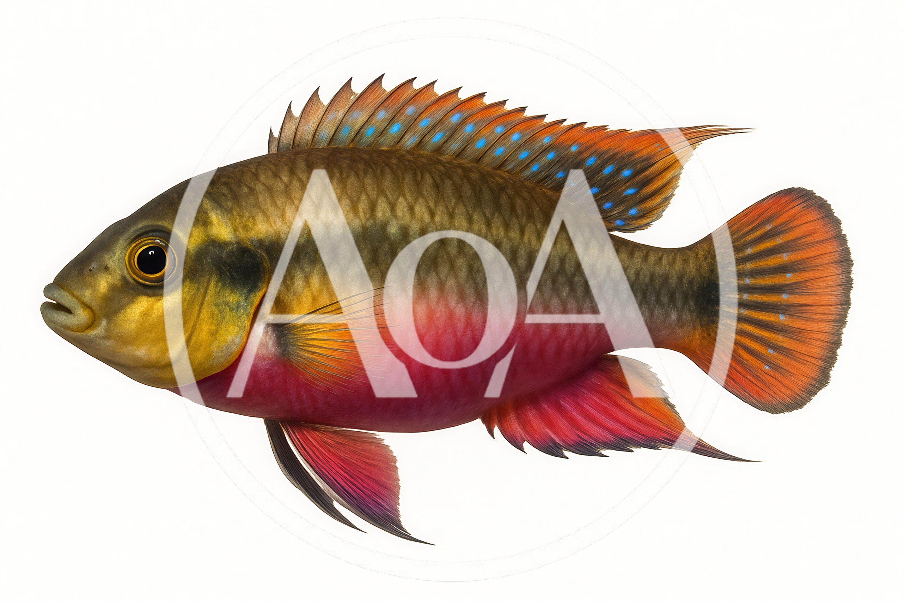 Vibrant Tropical Cichlid Fish Isolated On White Background