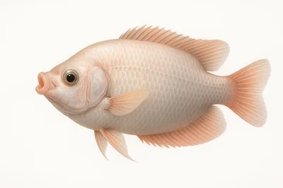 Albino Tilapia Fish Isolated On White Background
