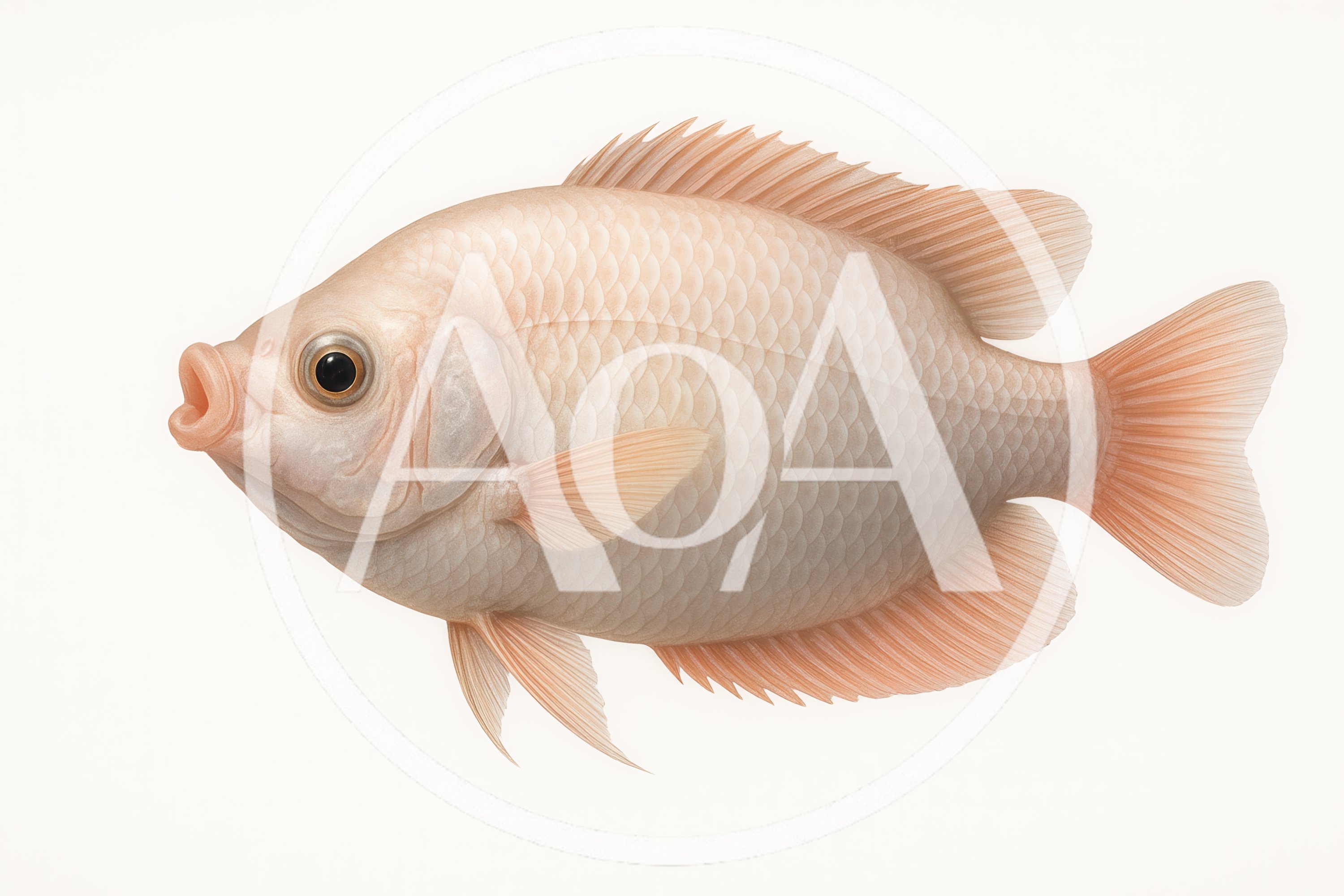 Albino Tilapia Fish Isolated On White Background
