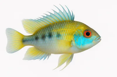Vibrant Blue And Yellow Cichlid Fish Isolated