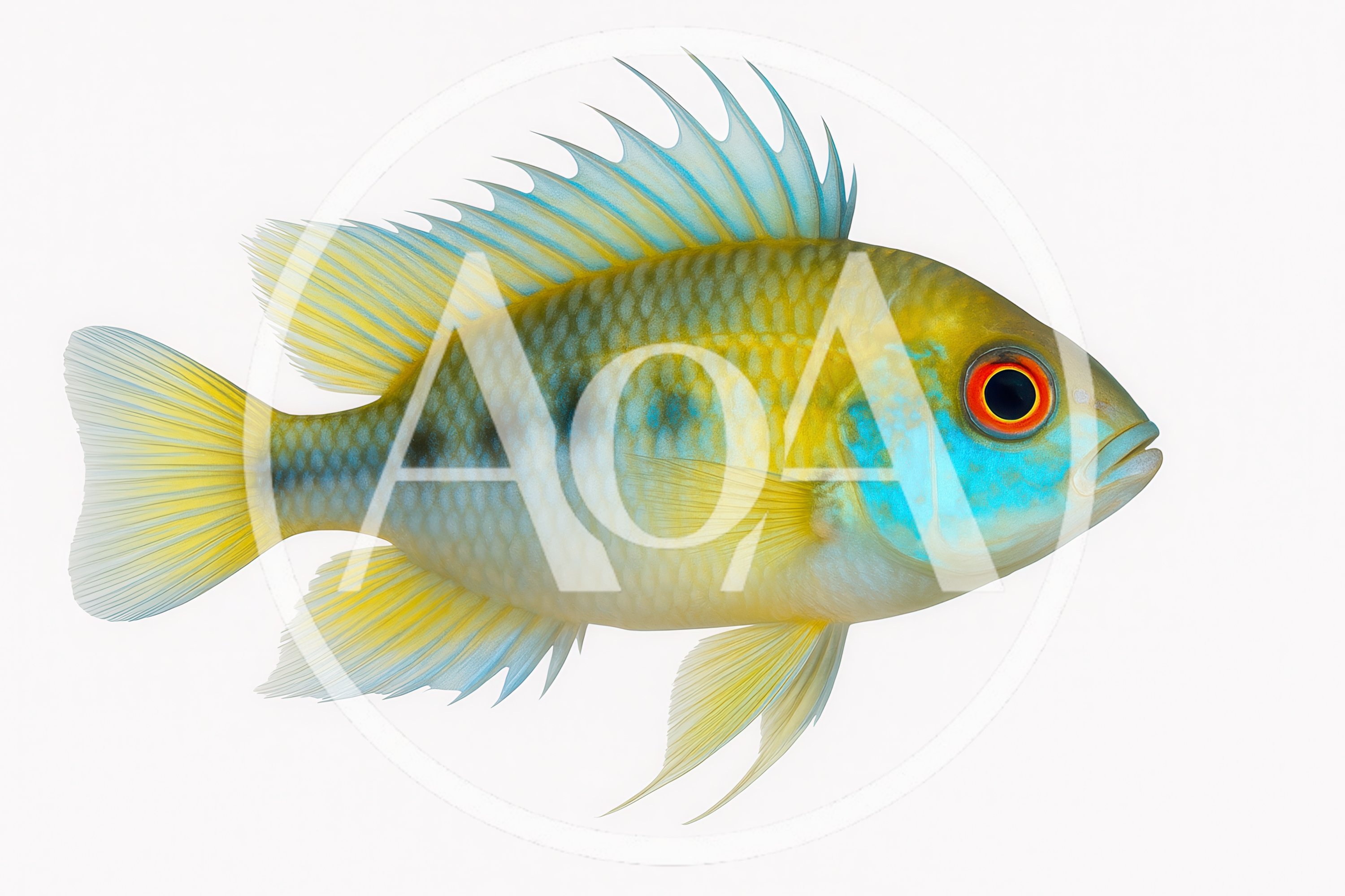 Vibrant Blue And Yellow Cichlid Fish Isolated