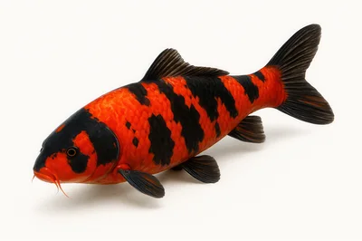 Vibrant Orange And Black Koi Fish Swimming