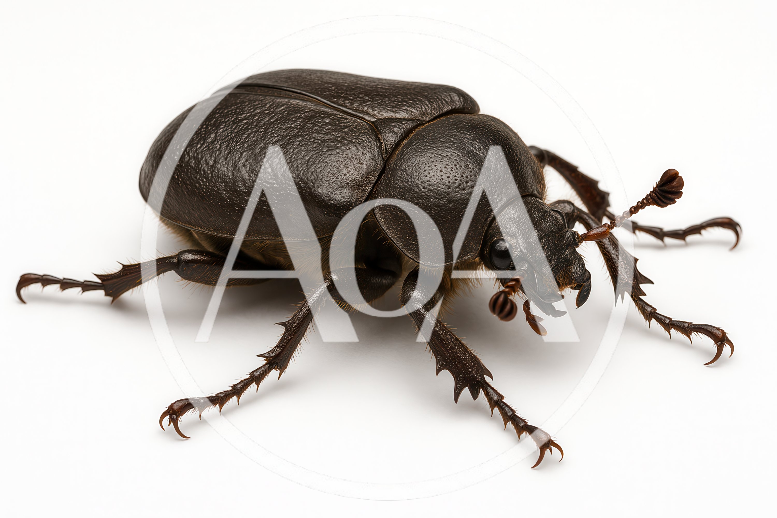 Macro Shot Of A Dark Brown Scarab Beetle