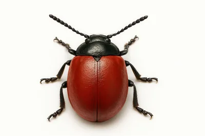 Macro Studio Shot Of A Red Poplar Leaf Beetle