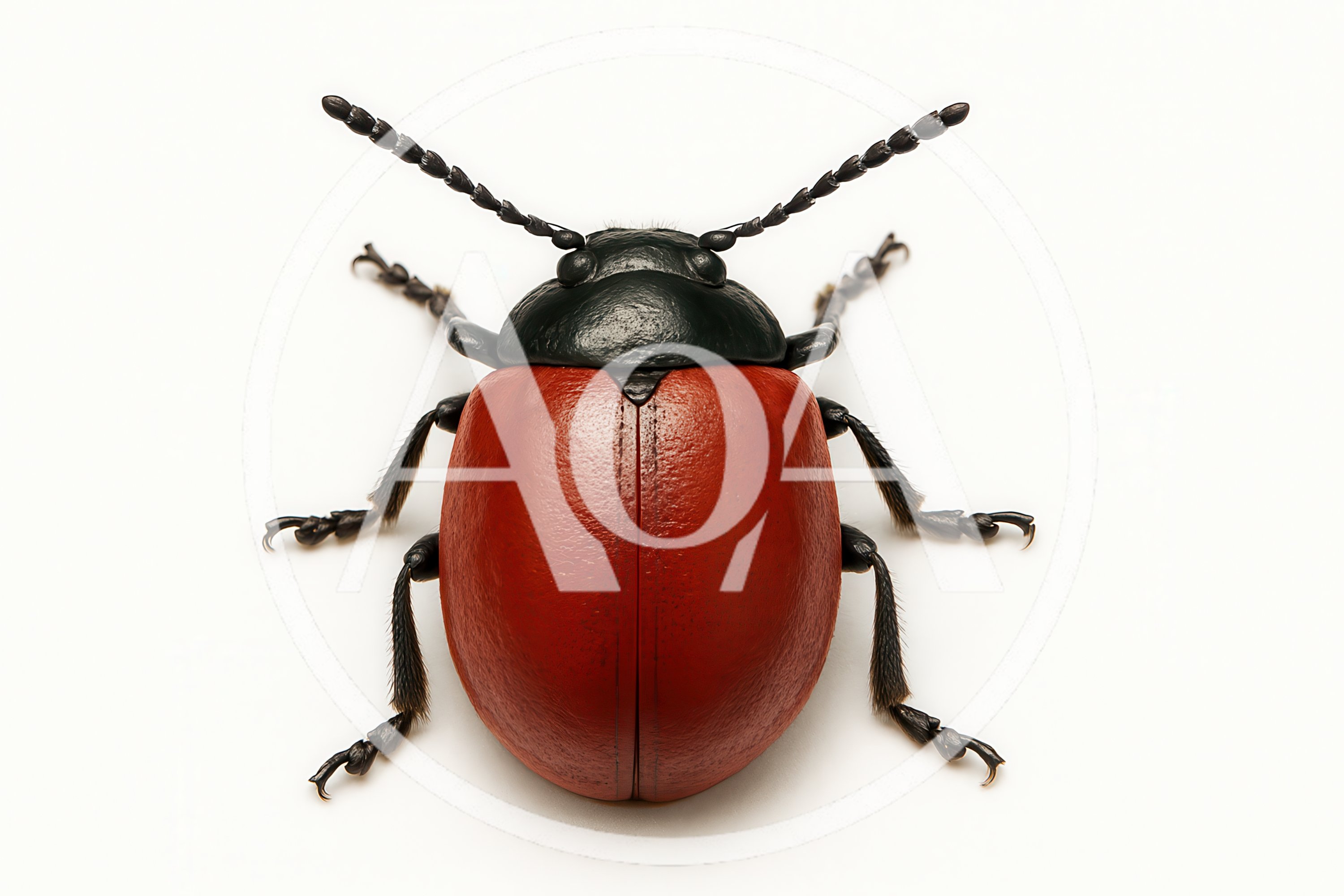 Macro Studio Shot Of A Red Poplar Leaf Beetle