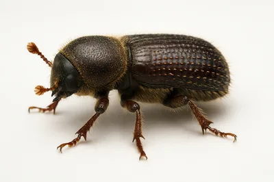 Macro Shot Of A Bark Beetle On White Background