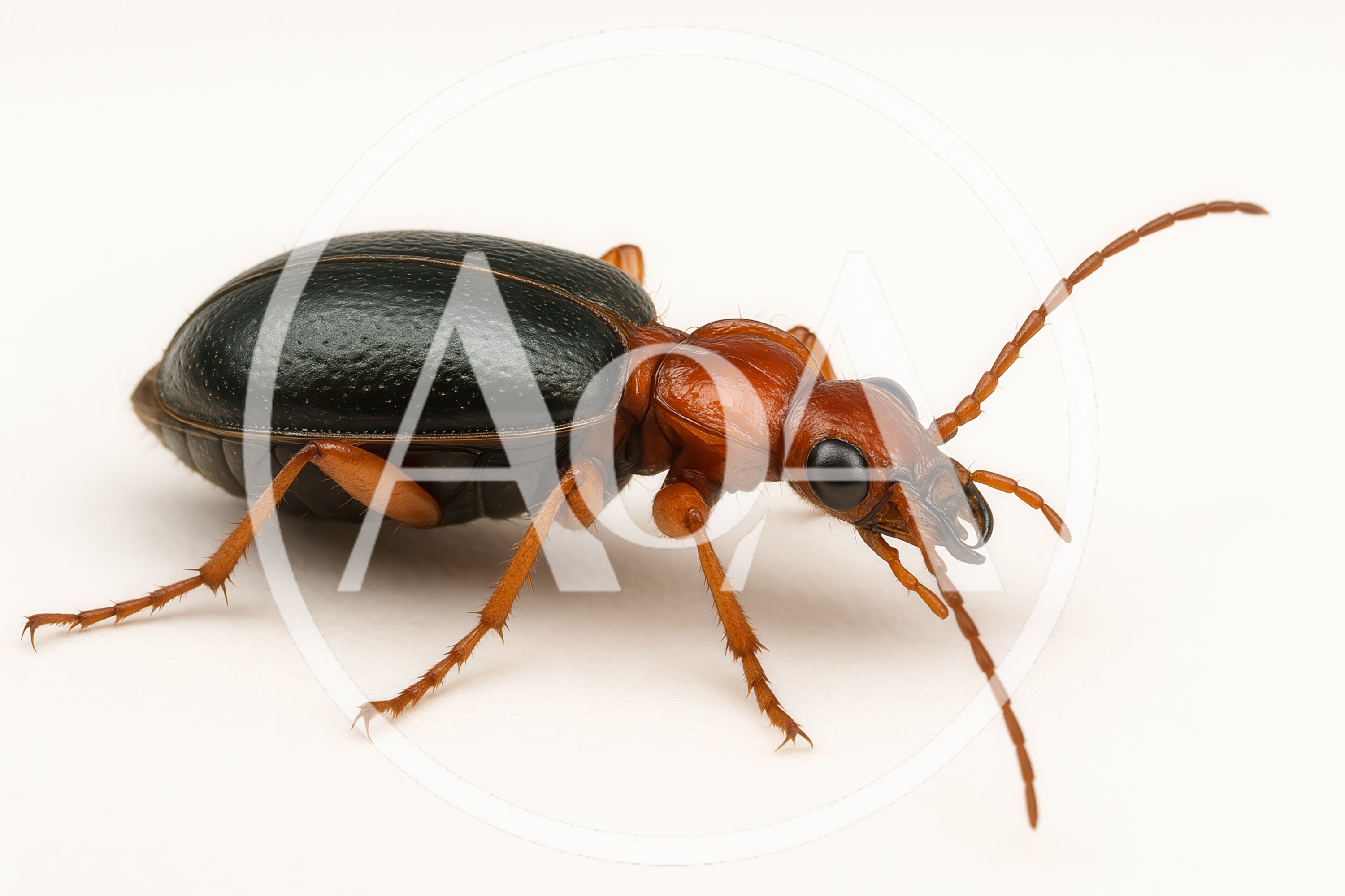 Macro Shot Of A Bombardier Beetle On White Background