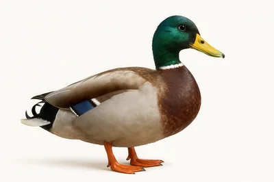 Male Mallard Duck Standing On White Background