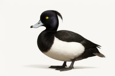 Tufted Duck Standing On White Background