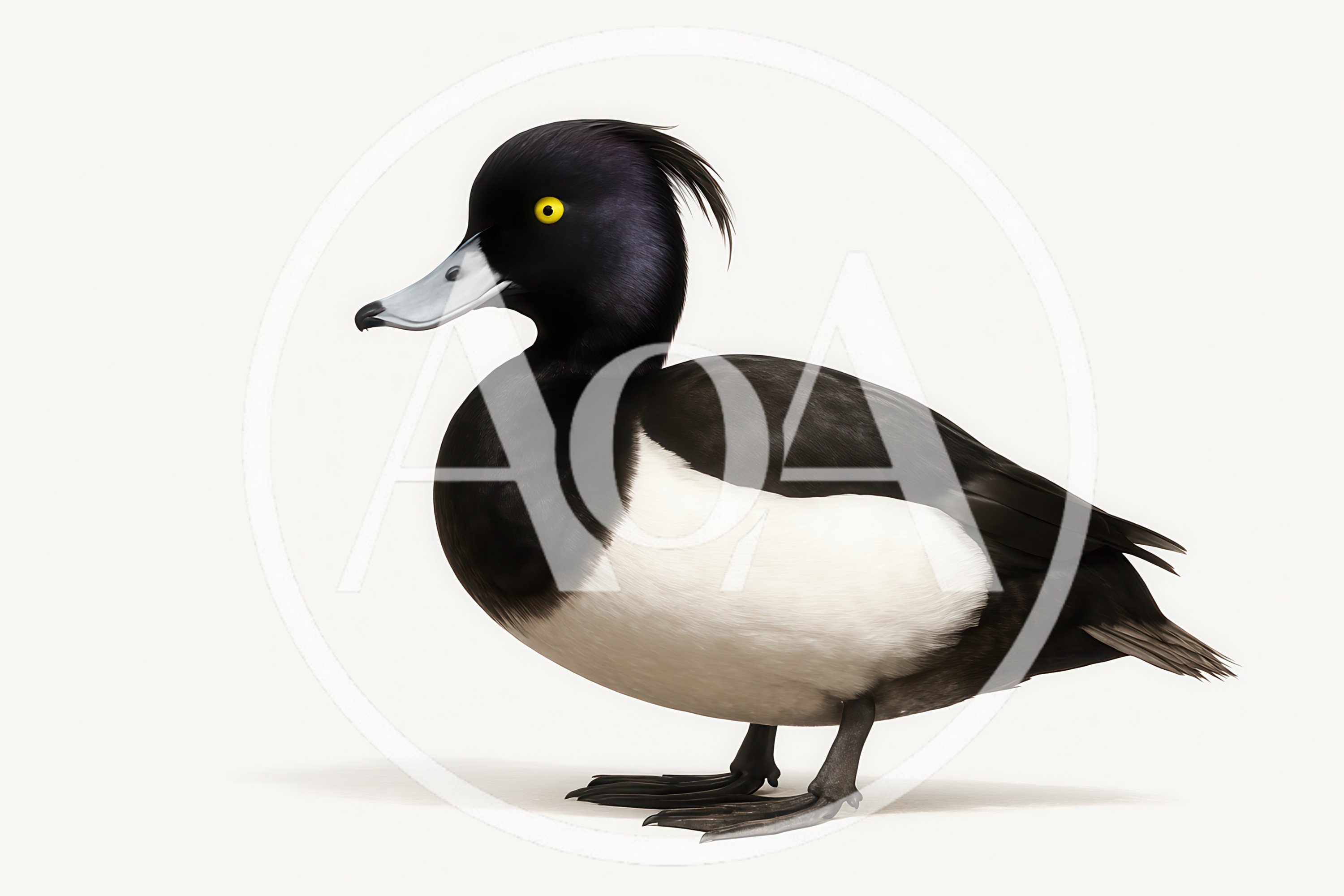 Tufted Duck Standing On White Background