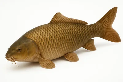 Realistic Common Carp Fish Isolated On White Background
