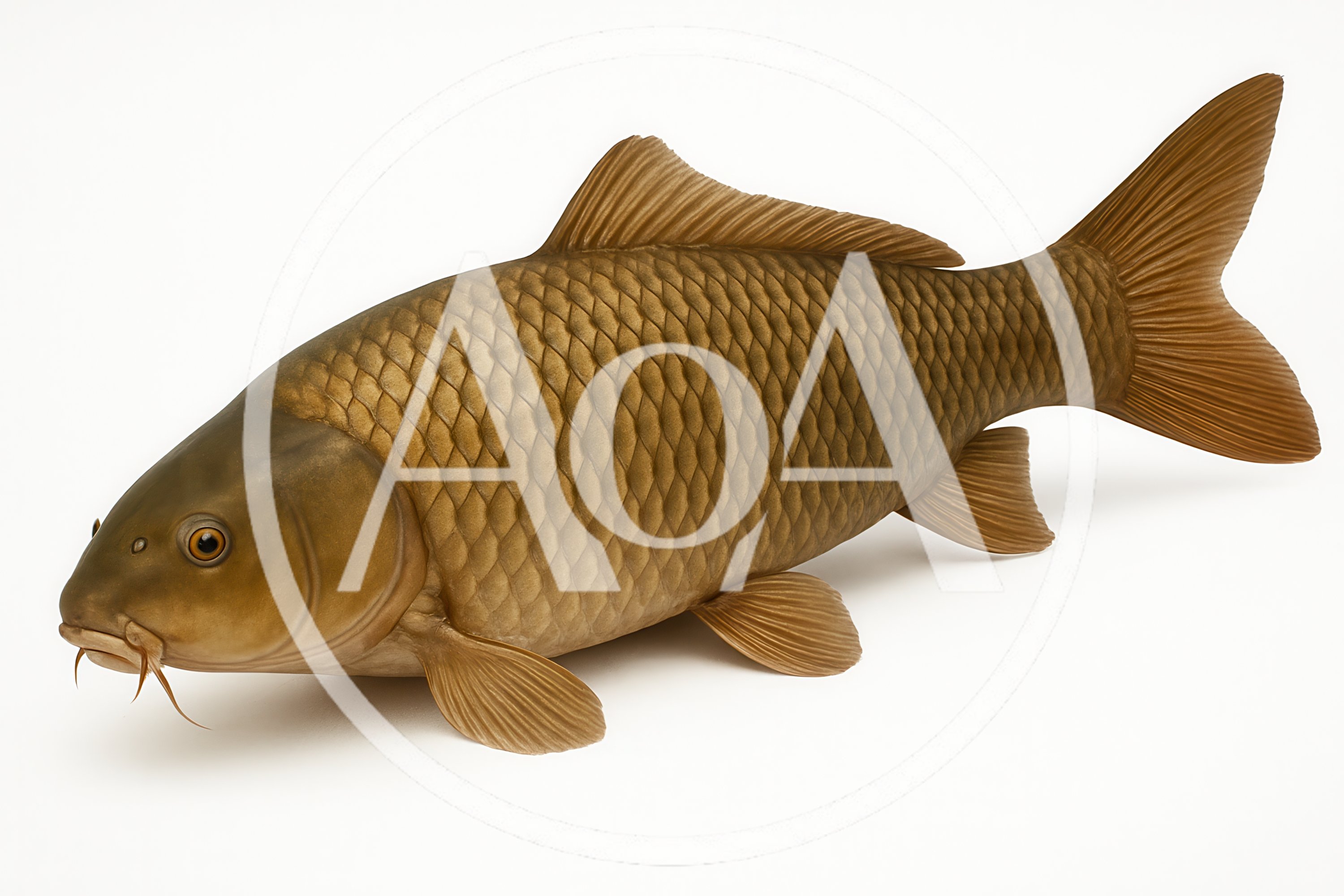 Realistic Common Carp Fish Isolated On White Background
