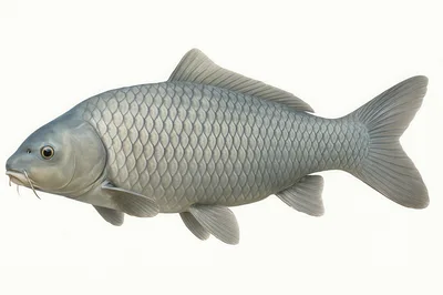 Realistic Silver Carp Fish Isolated On White Background