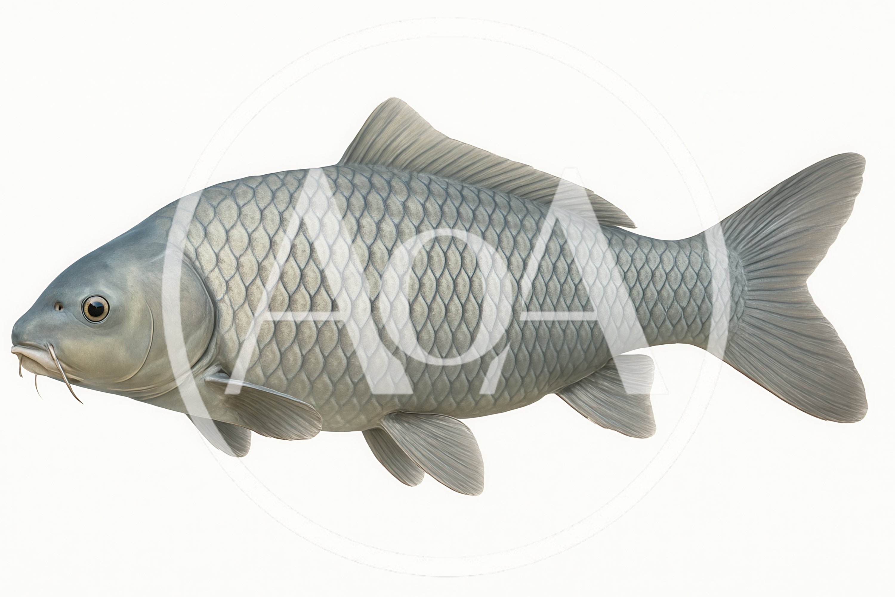 Realistic Silver Carp Fish Isolated On White Background