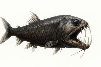 Deep Sea Fangtooth Fish Isolated On White Background