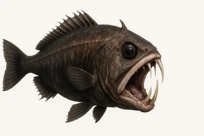 Deep Sea Fangtooth Fish Isolated On White Background