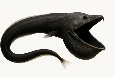 Deep Sea Gulper Eel With Open Mouth