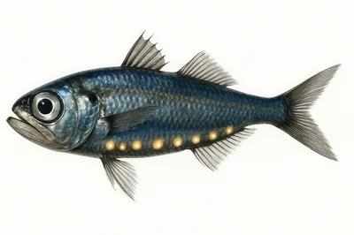 Deep Sea Lanternfish With Bioluminescent Photophores