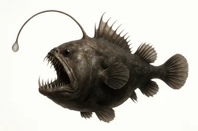 Deep Sea Anglerfish Isolated On White Background