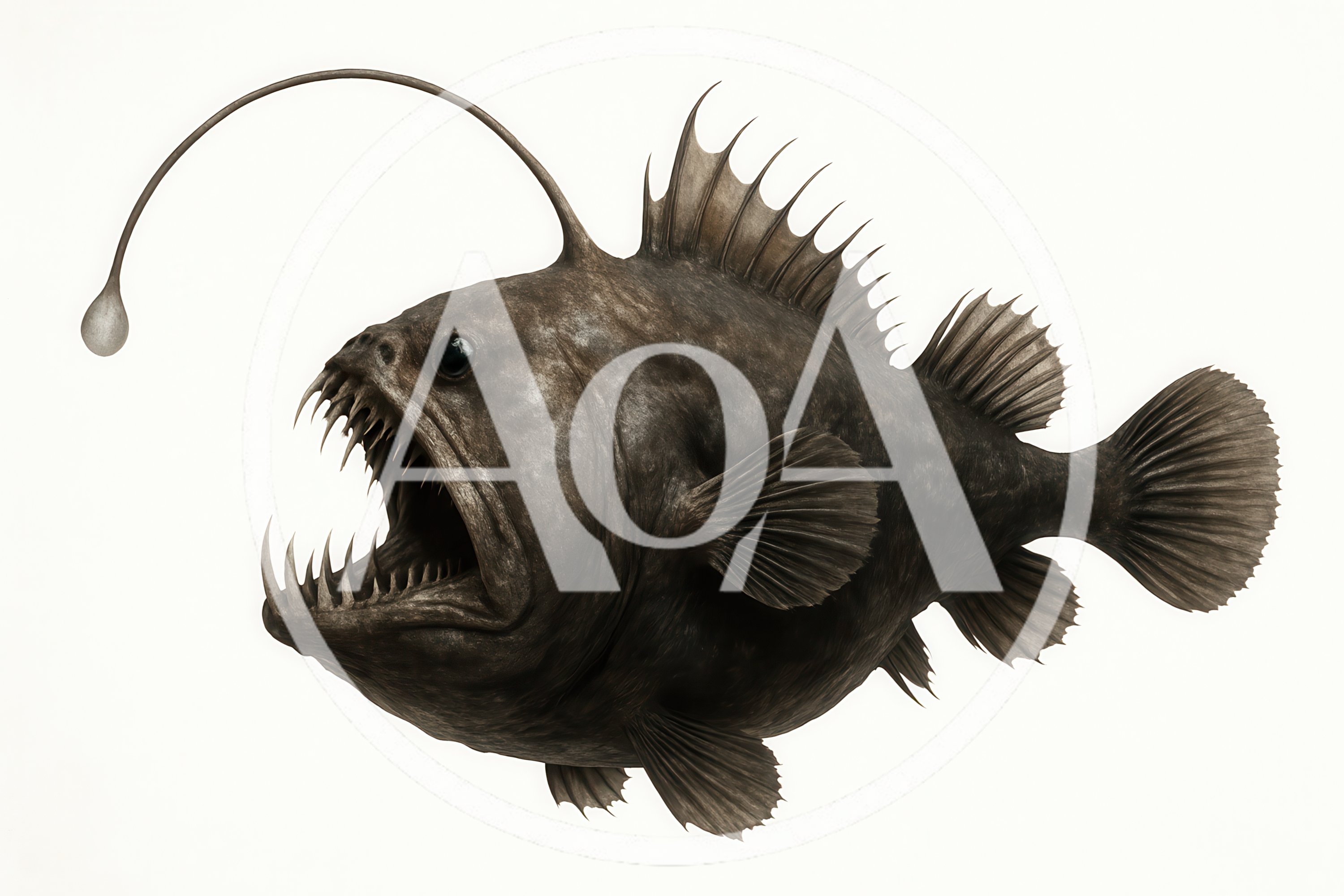 Deep Sea Anglerfish Isolated On White Background