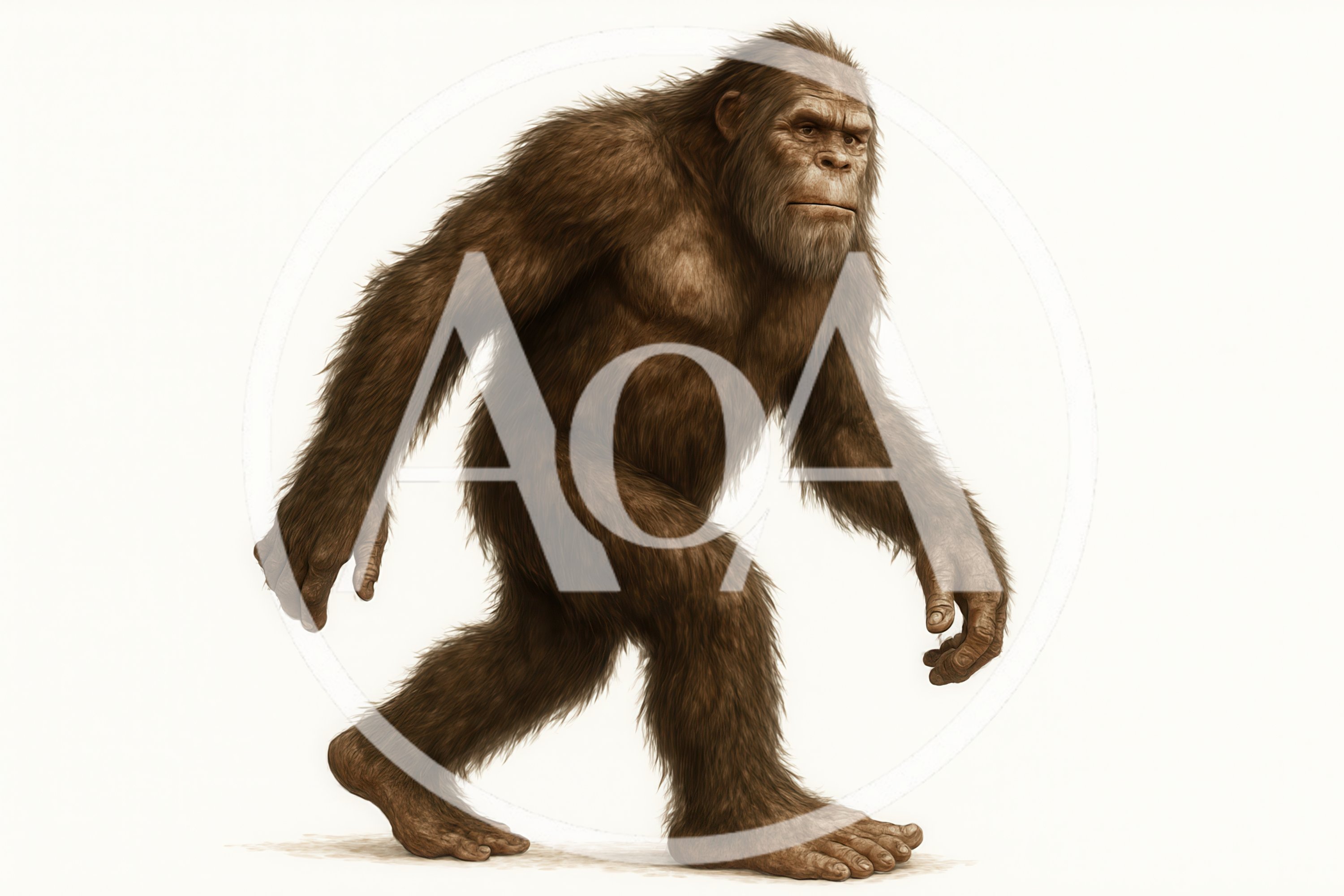 Full Body Illustration Of A Walking Bigfoot