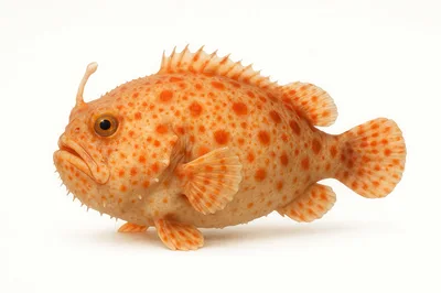 Orange Spotted Frogfish Isolated On White Background