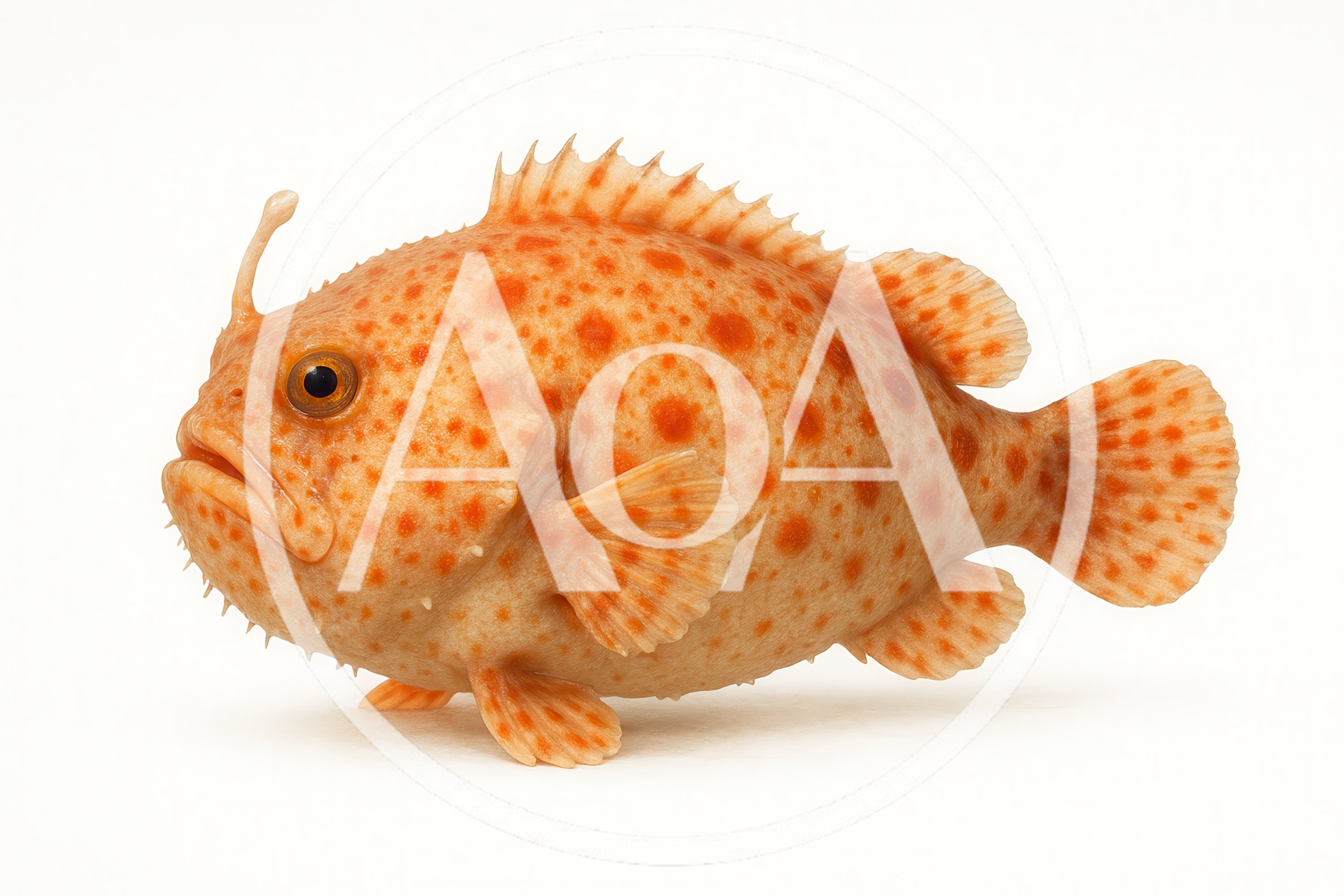Orange Spotted Frogfish Isolated On White Background