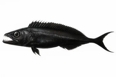 Deep Sea Black Fangtooth Fish Isolated On White
