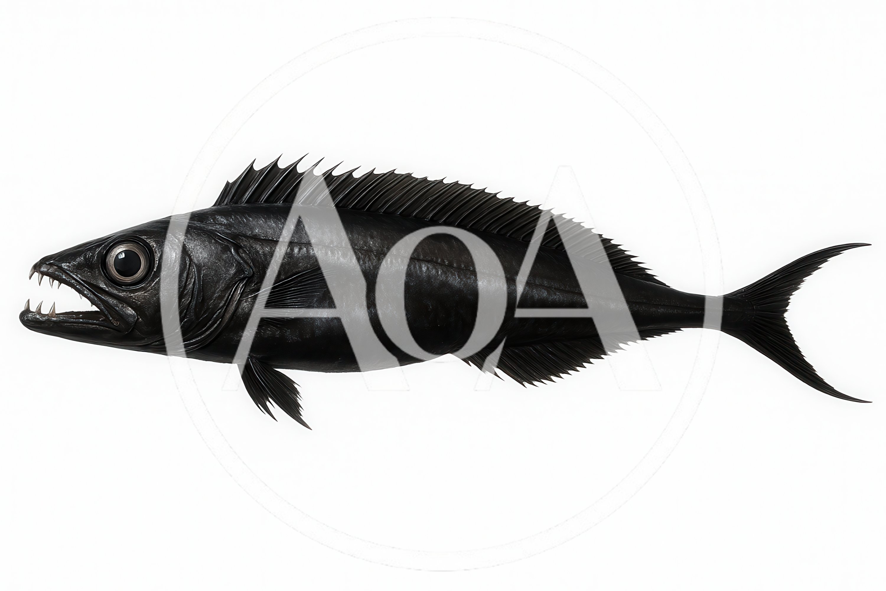 Deep Sea Black Fangtooth Fish Isolated On White