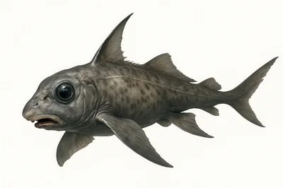Chimaera Fish Swimming Isolated On White Background