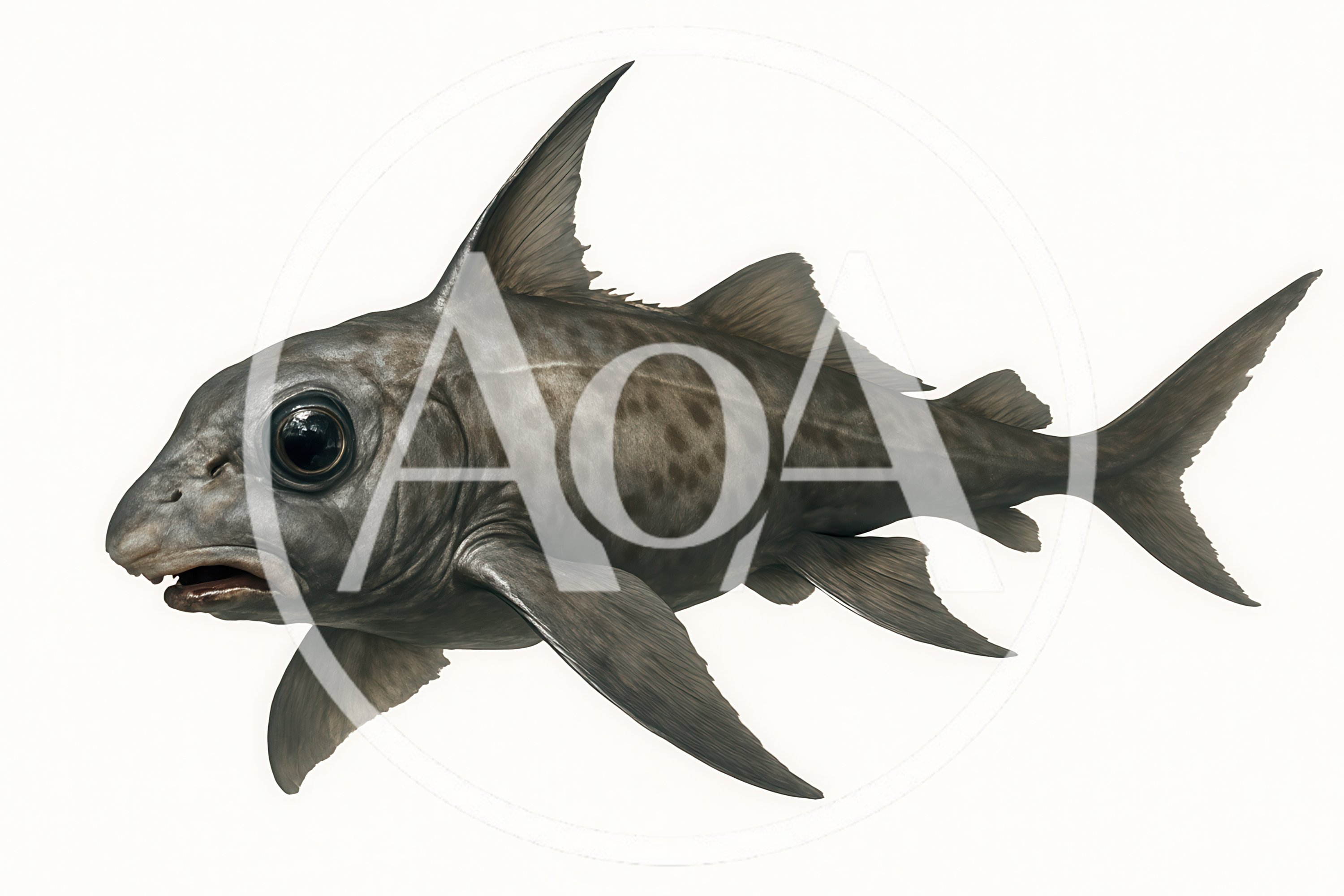 Chimaera Fish Swimming Isolated On White Background