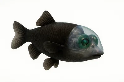 Barreleye Fish With Transparent Head Isolated On White