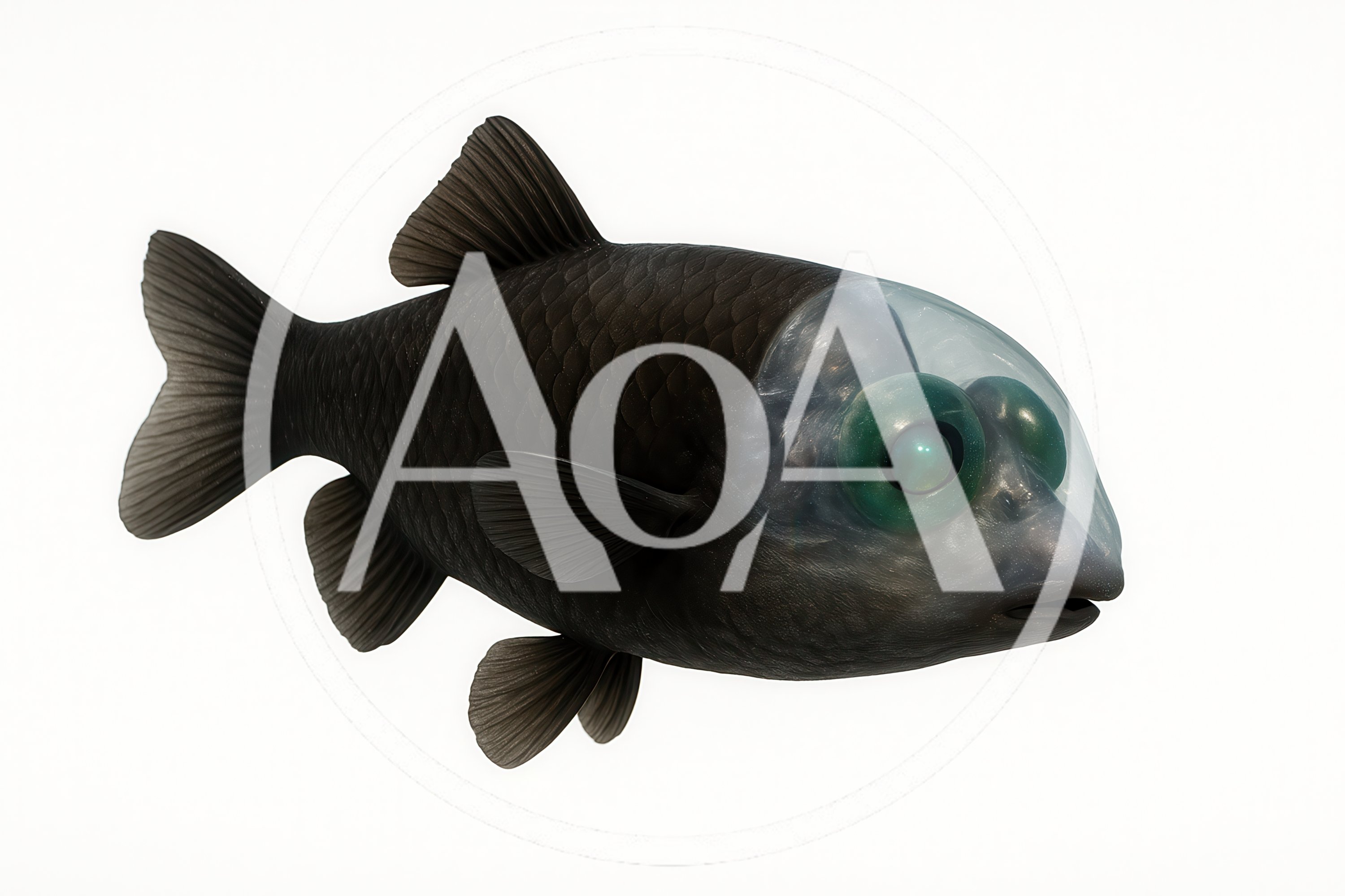 Barreleye Fish With Transparent Head Isolated On White