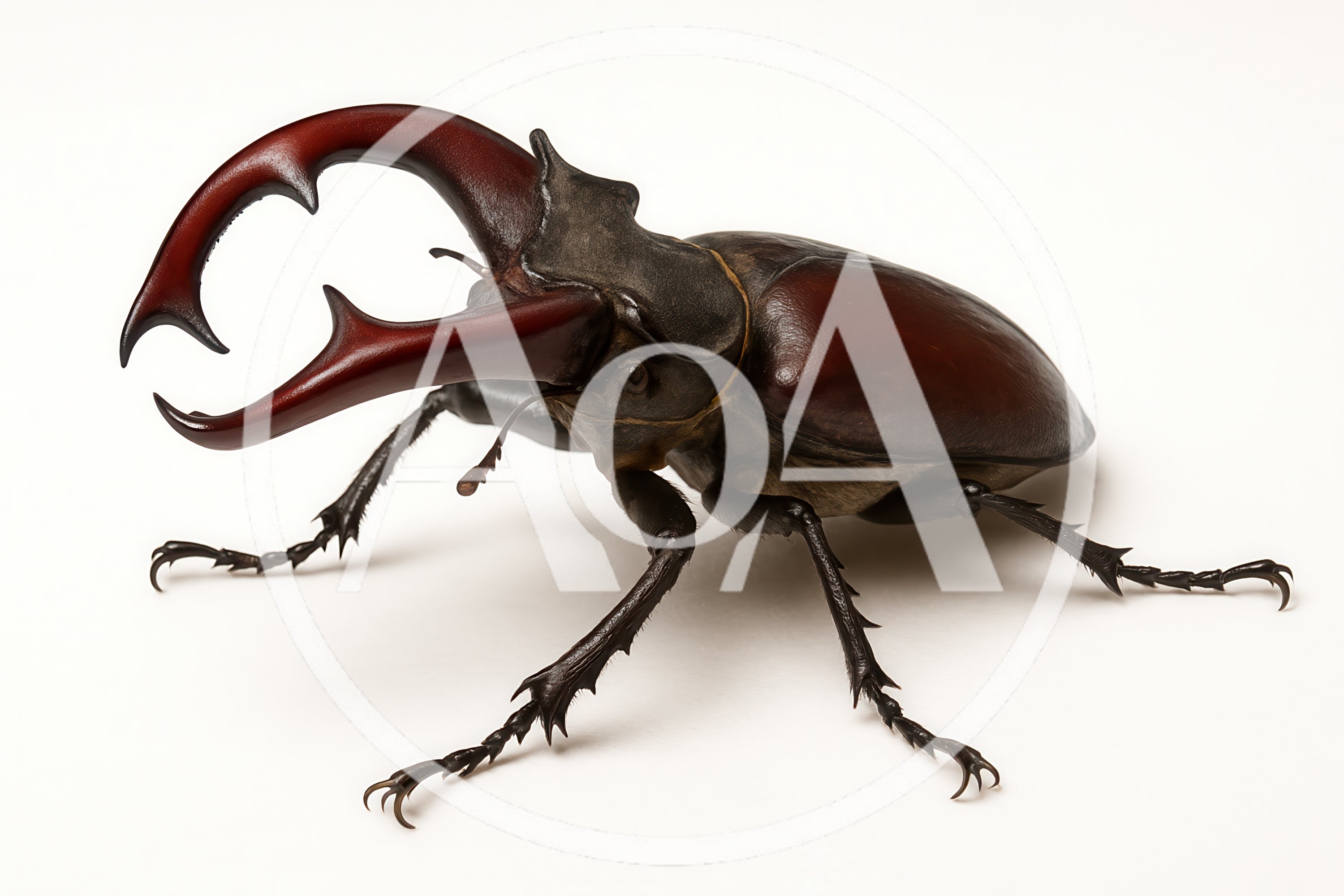 Stag Beetle With Large Mandibles On White Background