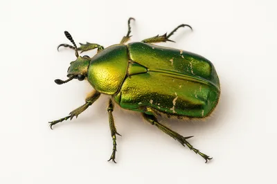 Macro Shot Of A Metallic Green Flower Beetle