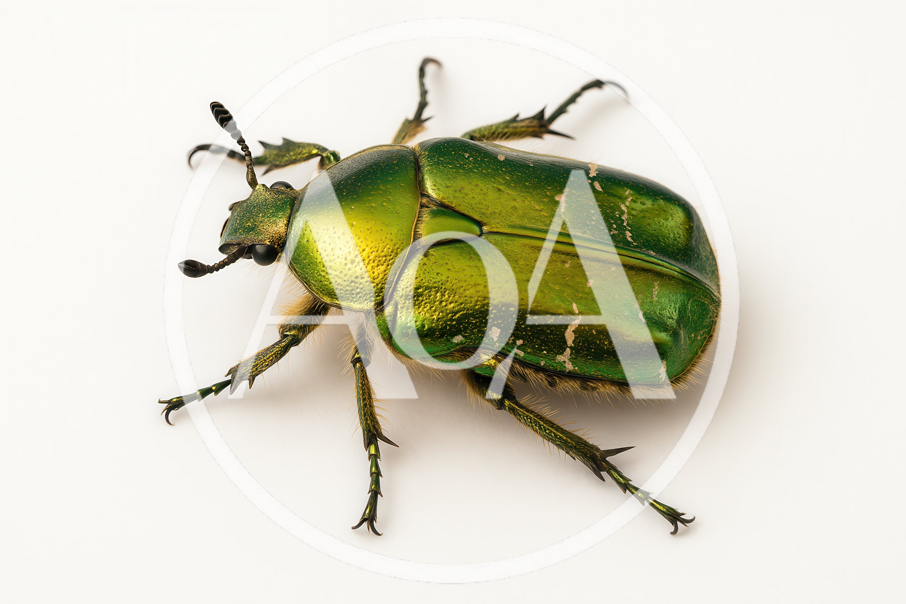 Macro Shot Of A Metallic Green Flower Beetle