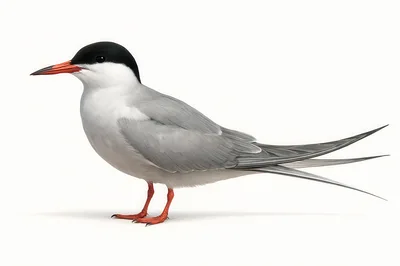 Arctic Tern Standing Isolated On White Background