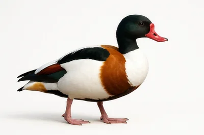 Common Shelduck Standing On White Background