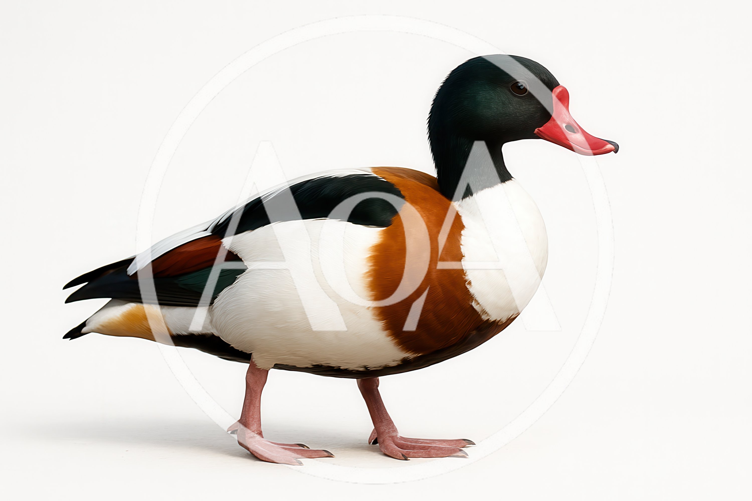 Common Shelduck Standing On White Background