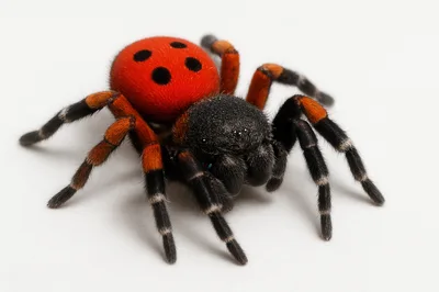 Macro Shot Of A Ladybug Patterned Spider