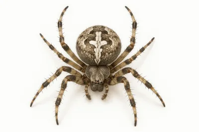 European Garden Spider Isolated On White Background