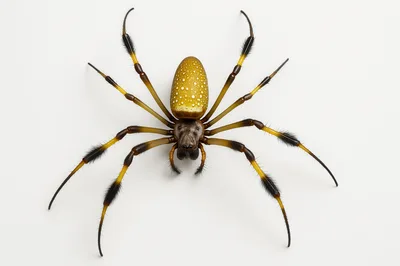 Golden Silk Orb Weaver Spider Isolated On White