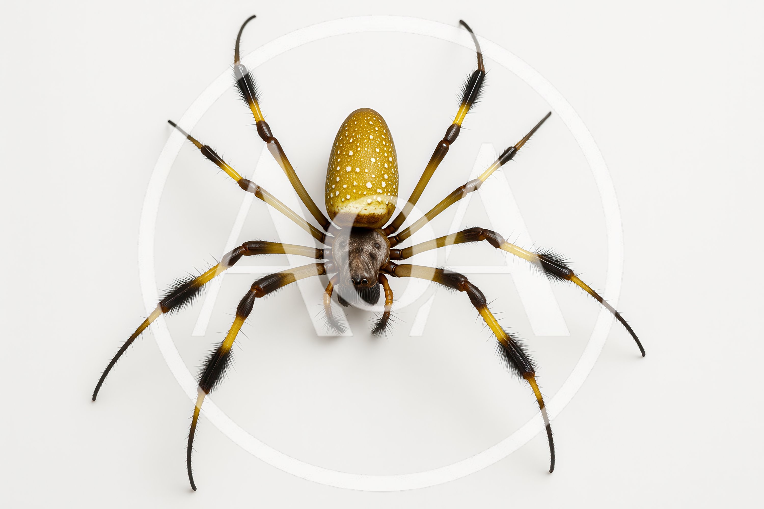 Golden Silk Orb Weaver Spider Isolated On White