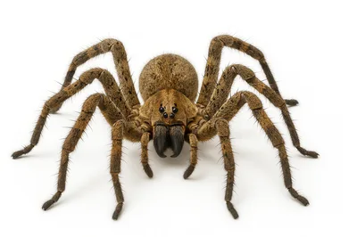 Large Brown Huntsman Spider Isolated On White Background