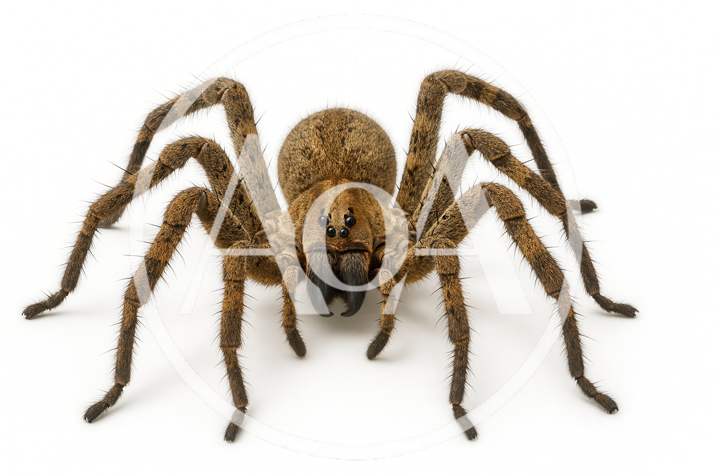 Large Brown Huntsman Spider Isolated On White Background